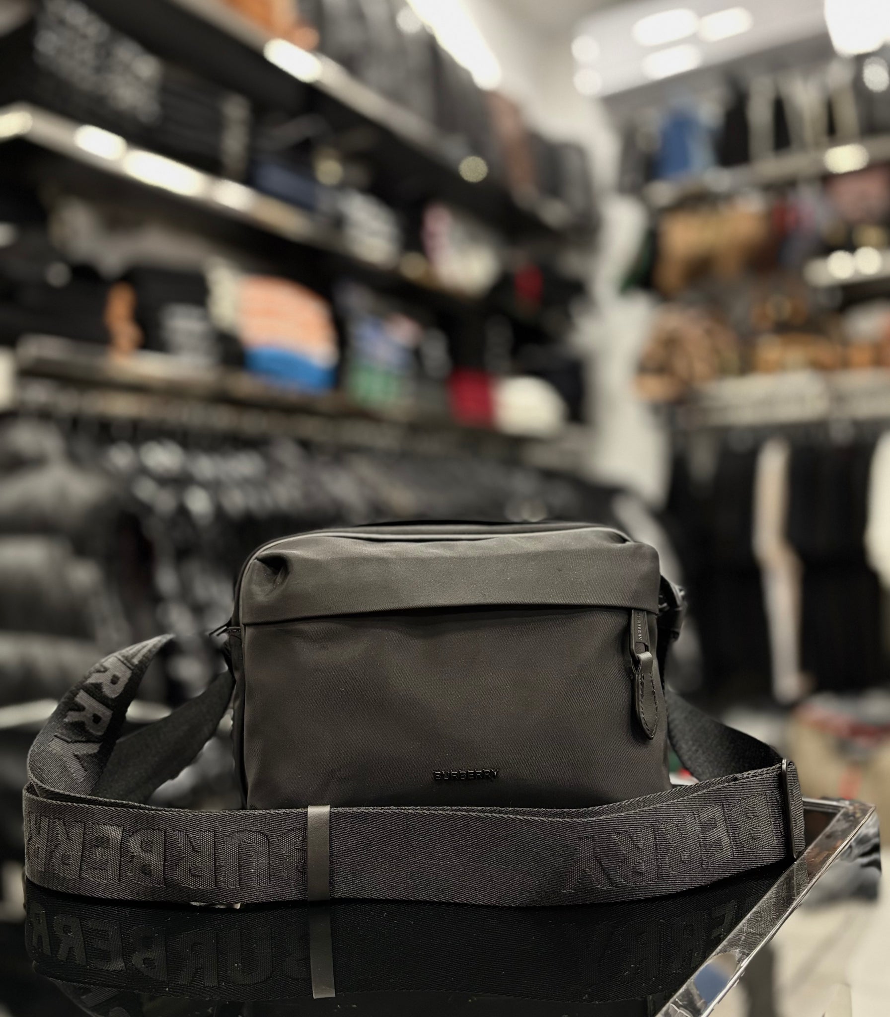 Burberry Logo Detail Camera Bag in Nylon black bag