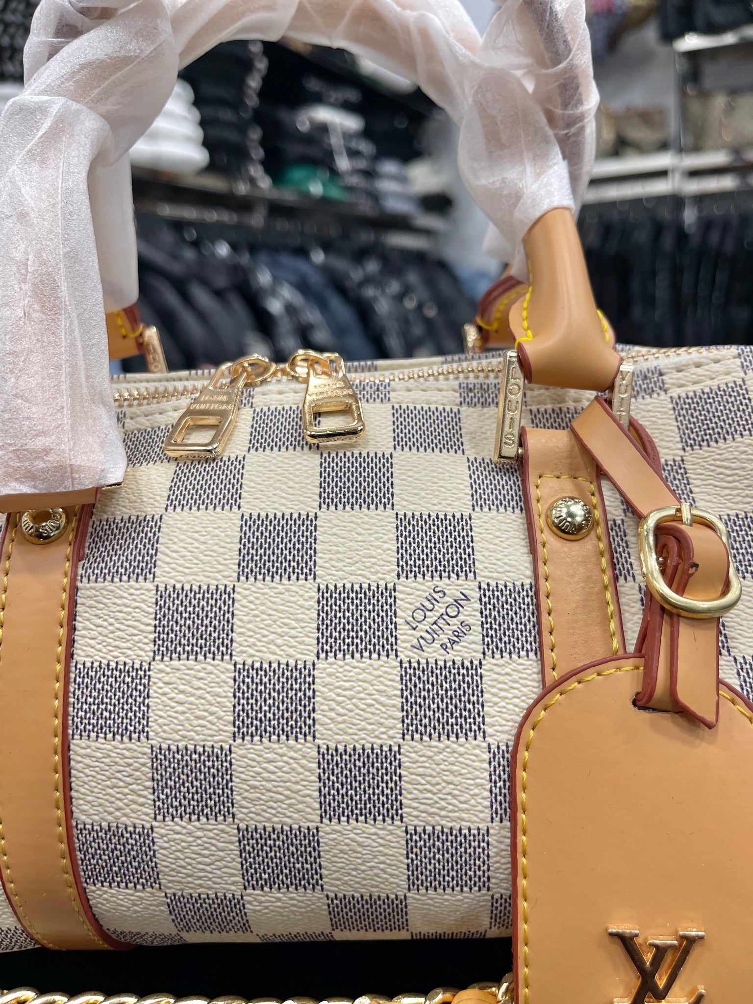 Louis Vuitton Speedy large size damier azur bag