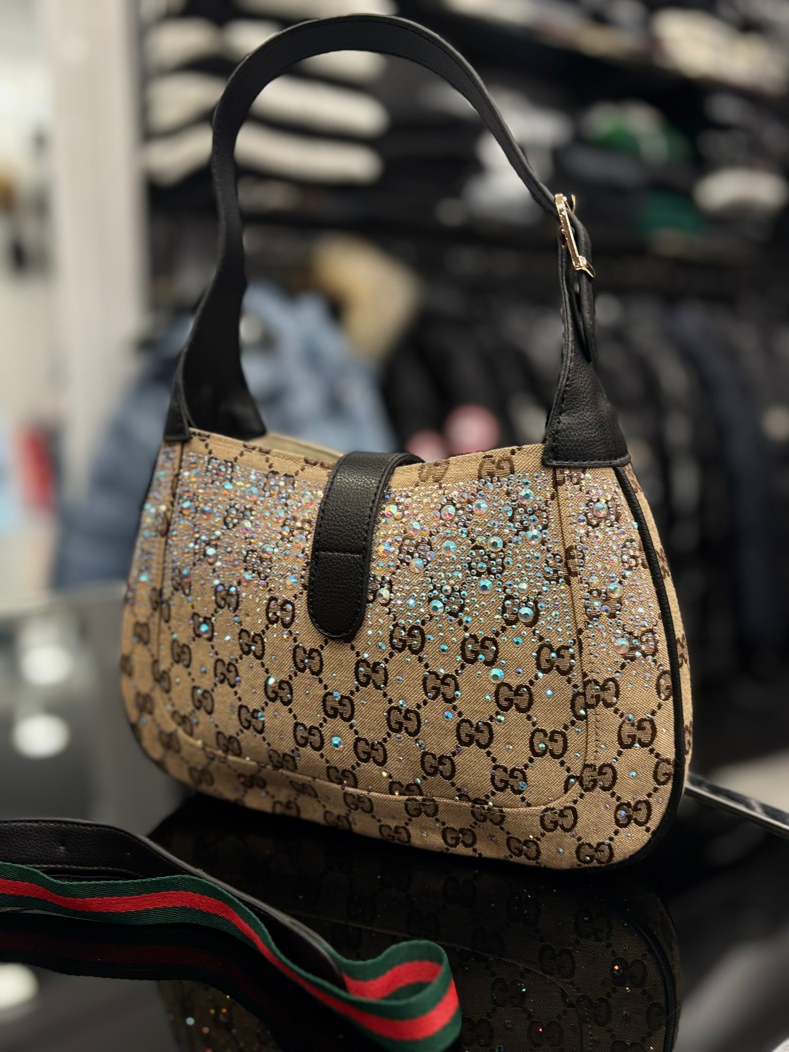Gucci GG Marmont crystals black bag