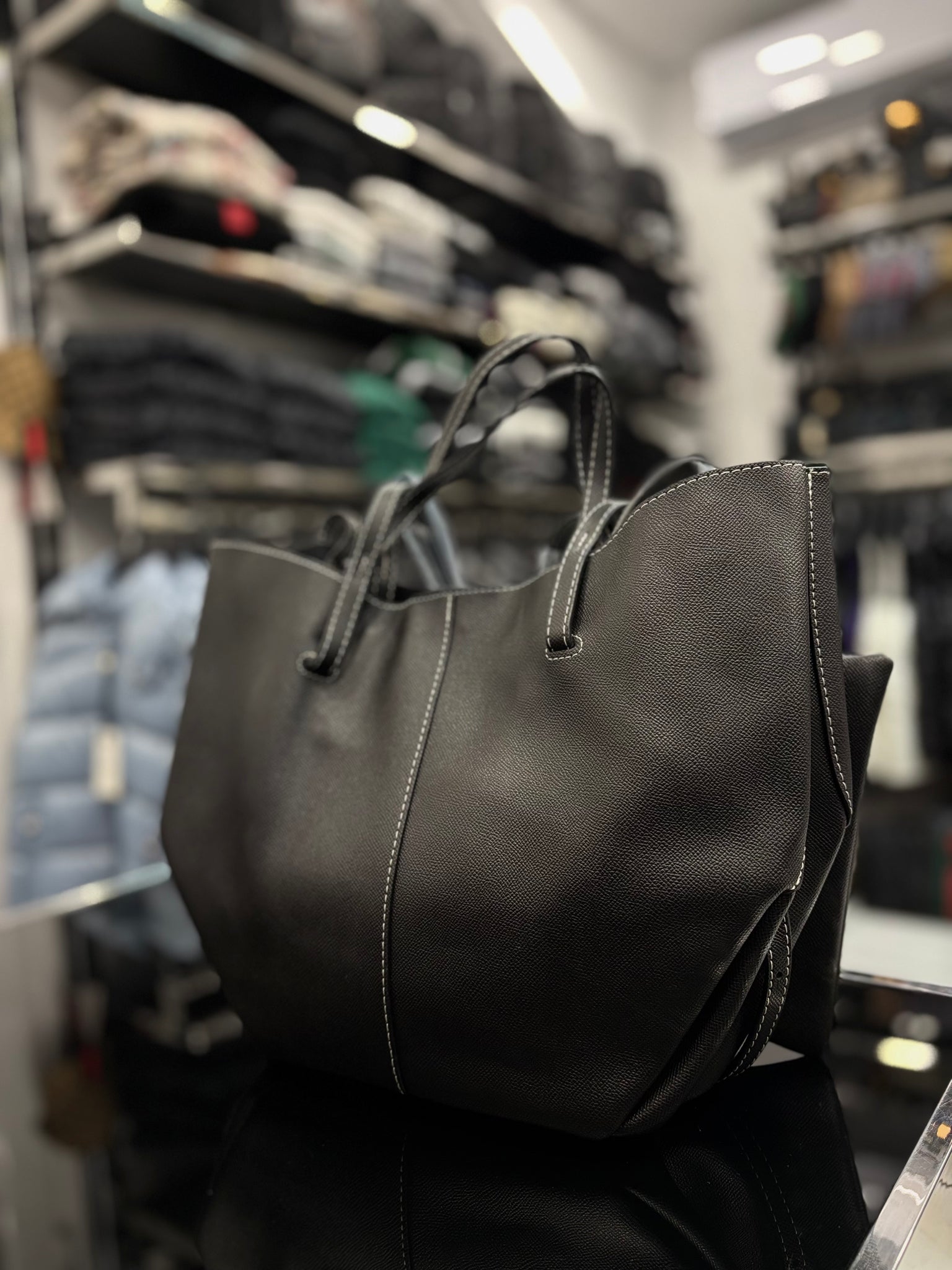 Polène Cyme shoulder black bag