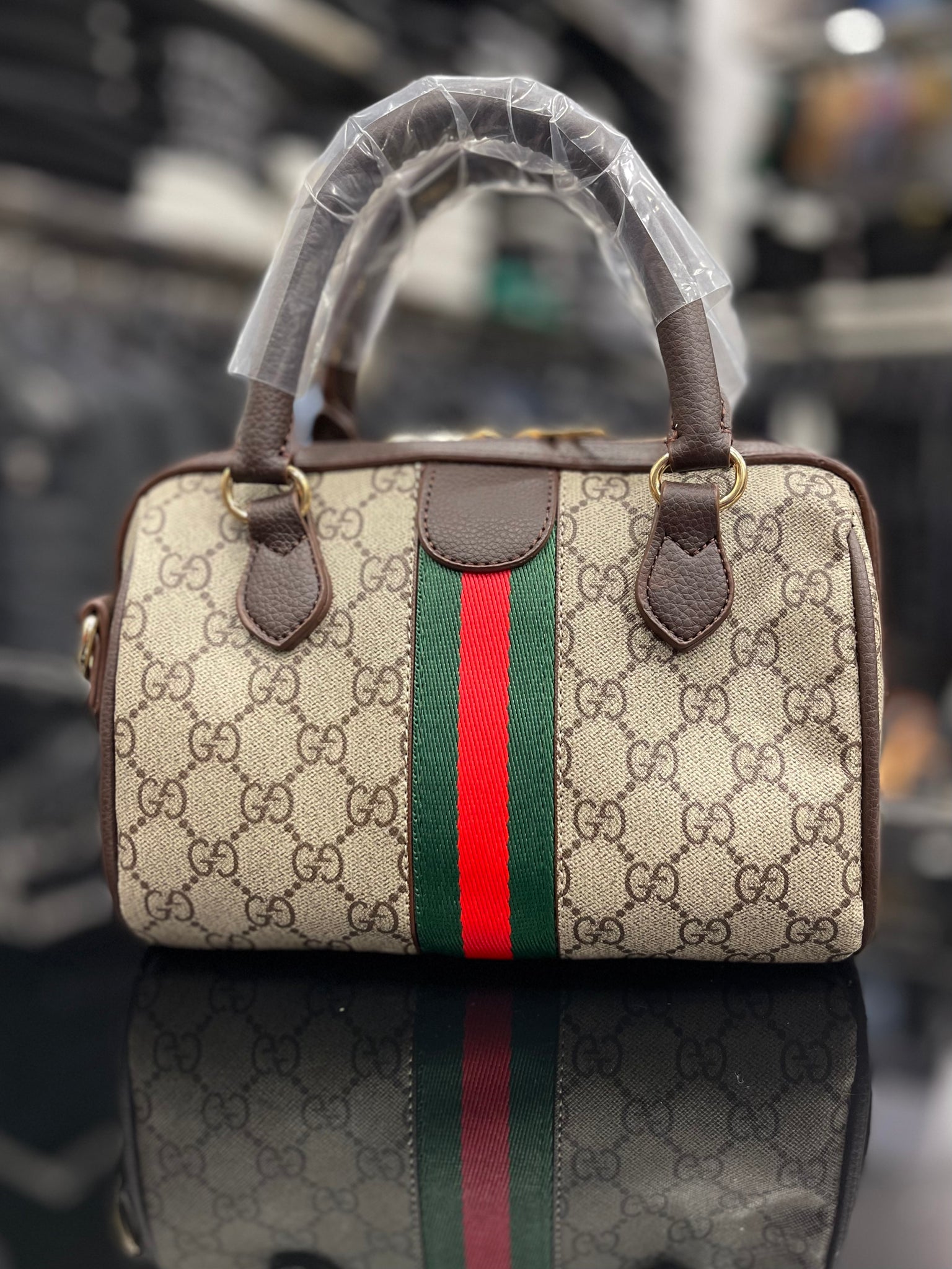 Gucci Ophidia GG small, dark brown leather bag