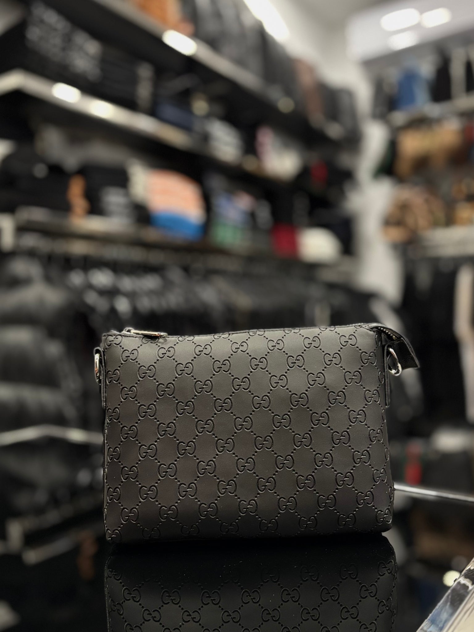 Gucci Emblem black crossbody bag