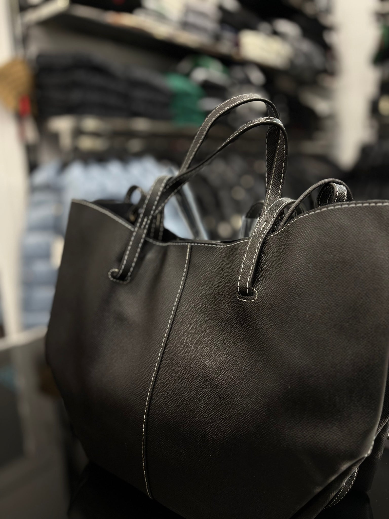 Polène Cyme shoulder black bag