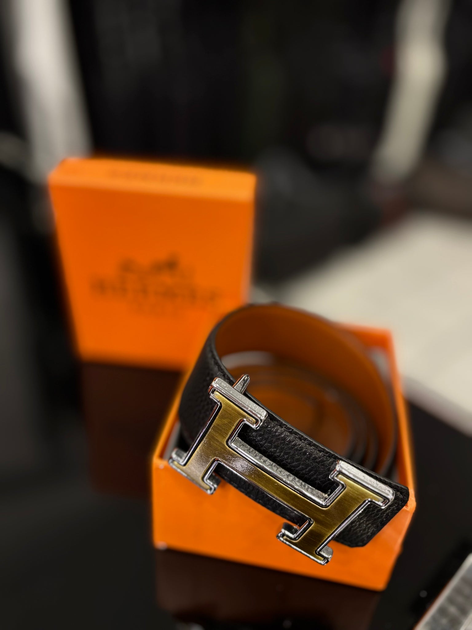 Hermes black/brown belt