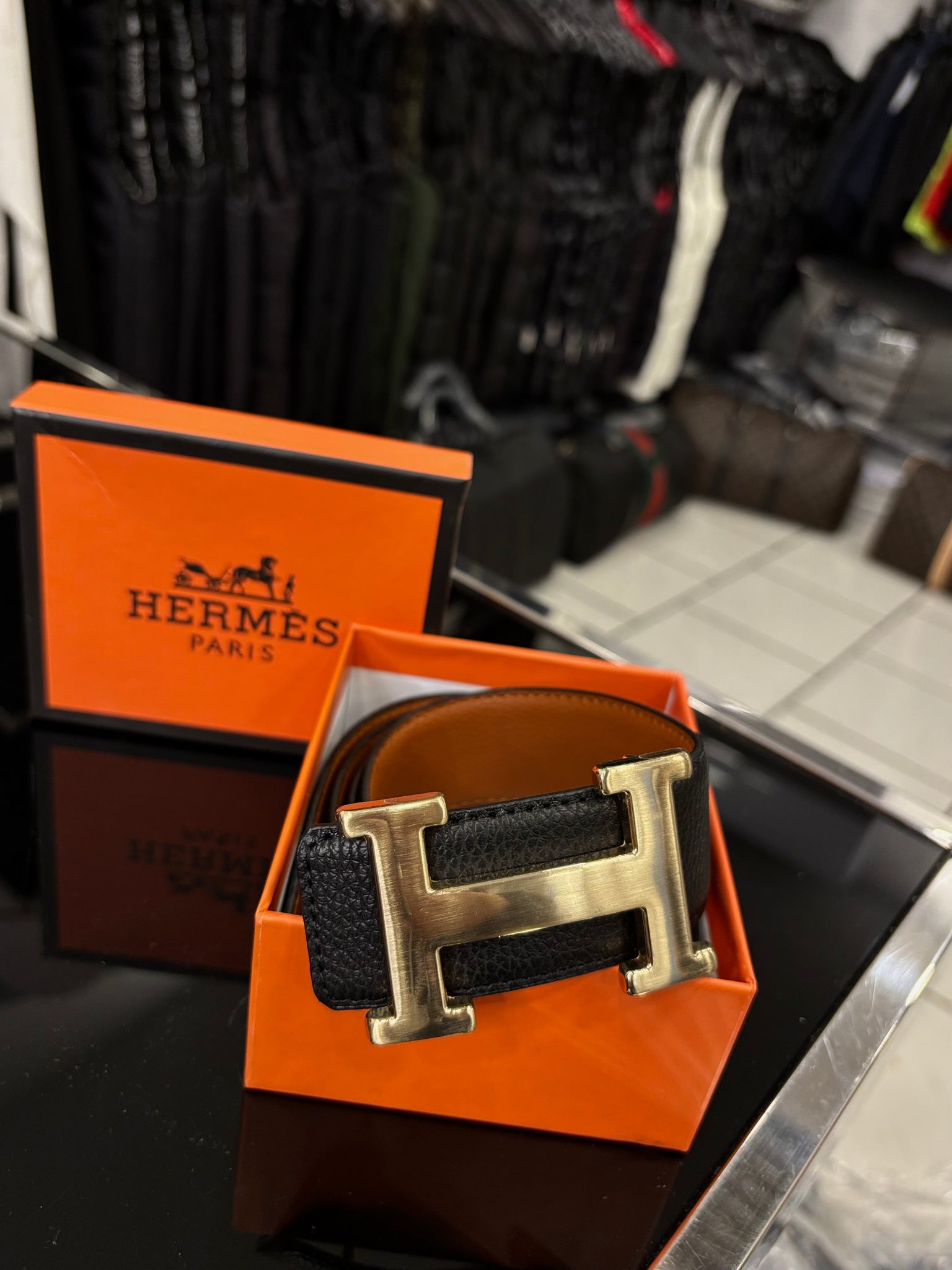 Hermes black/brown belt