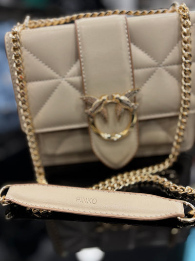 Pinko Love Classic Icon V Quilt Mix Fl beige bag