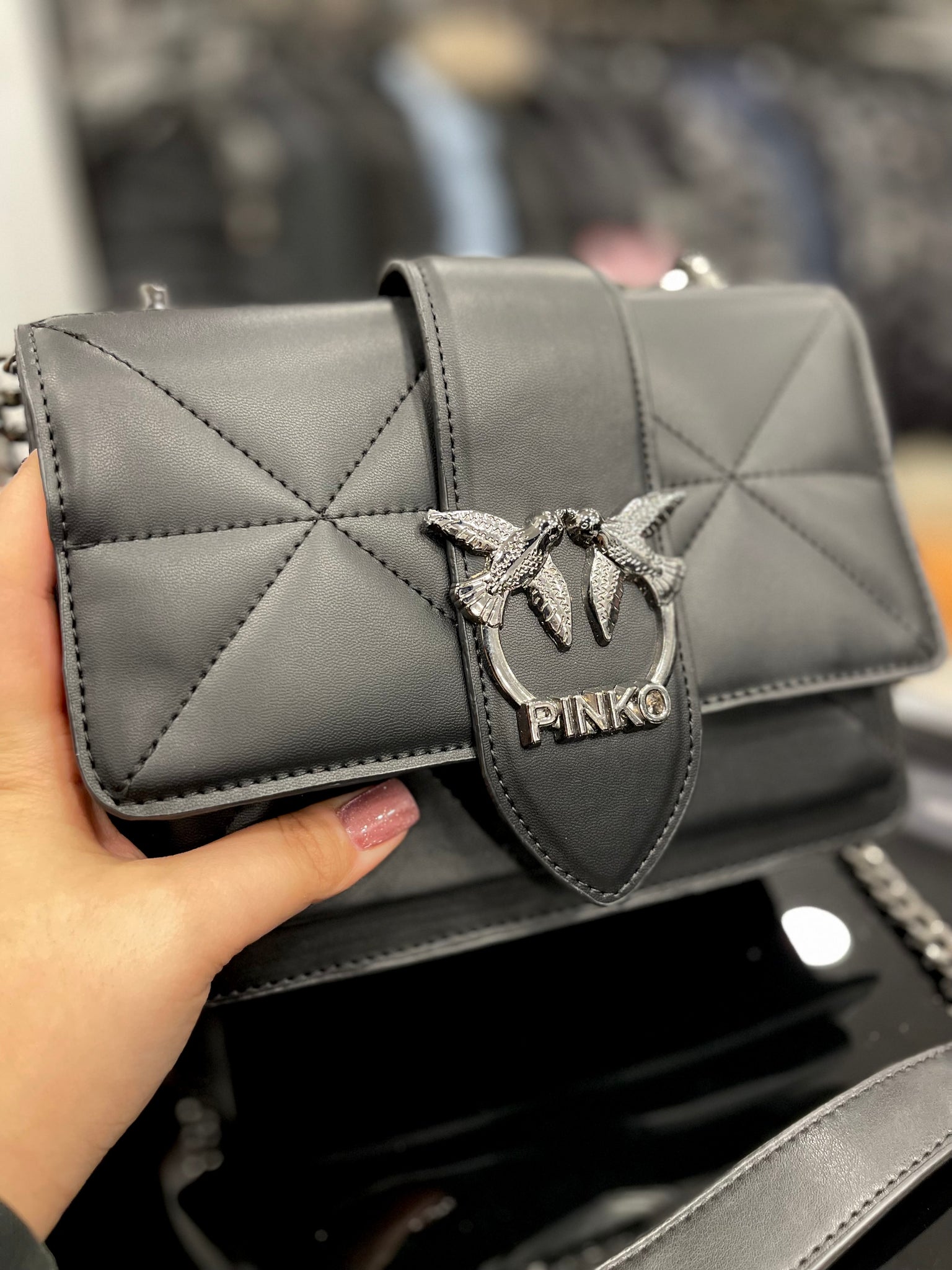 Pinko Love Classic Icon V Quilt Mix Fl black bag