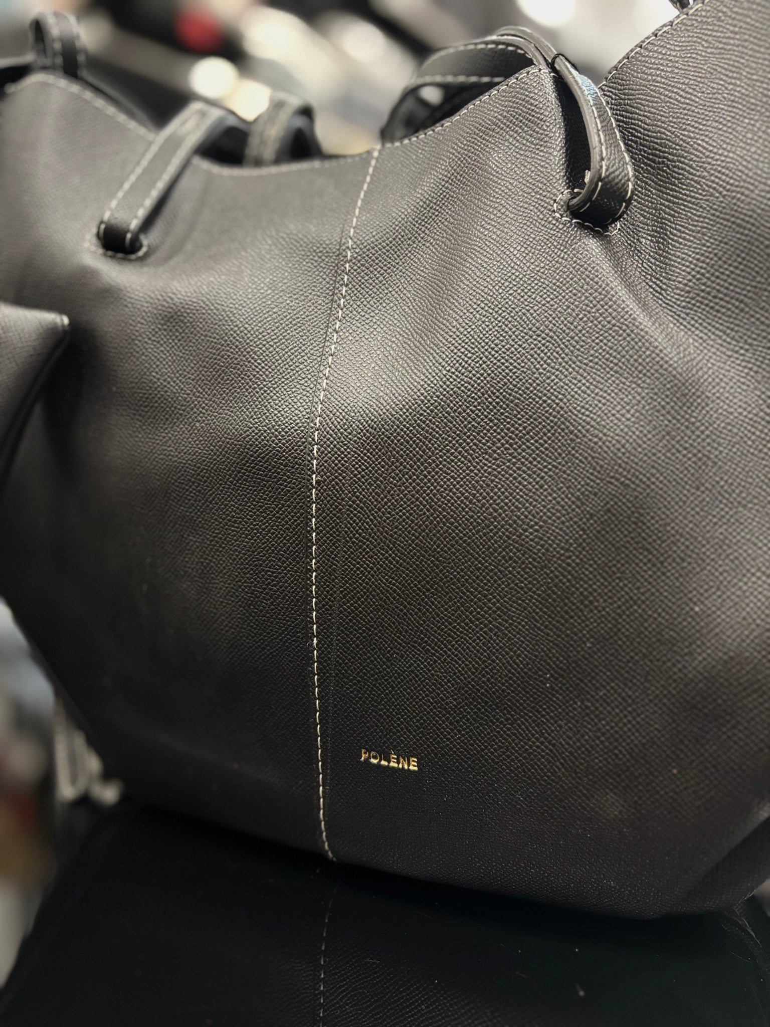 Polène Cyme shoulder black bag