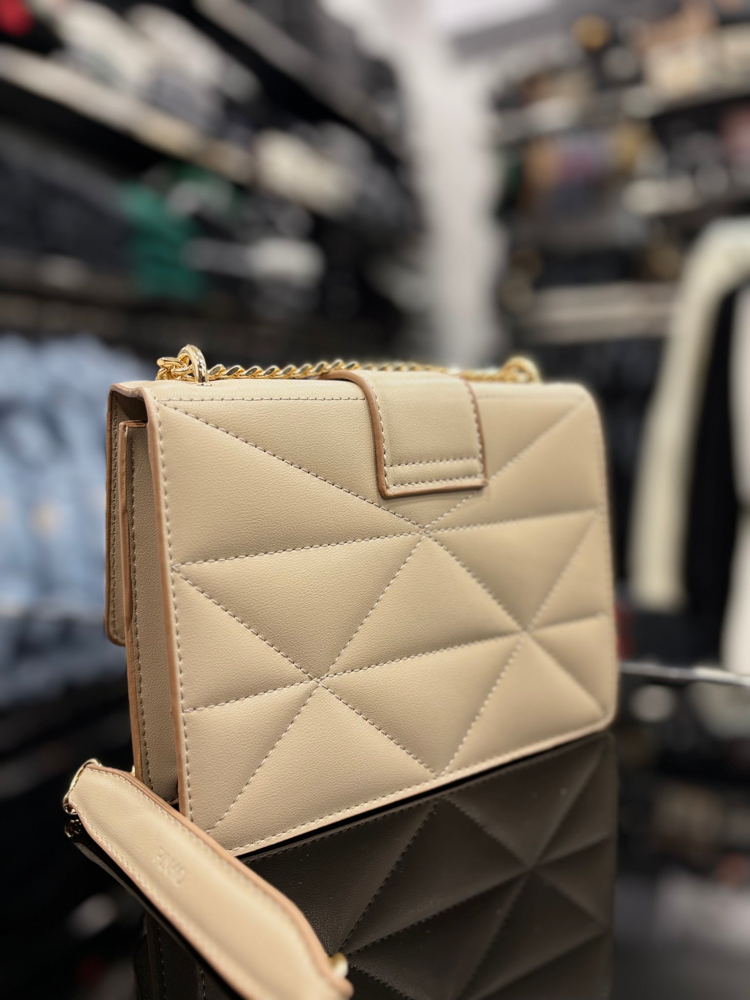 Pinko Love Classic Icon V Quilt Mix Fl beige bag