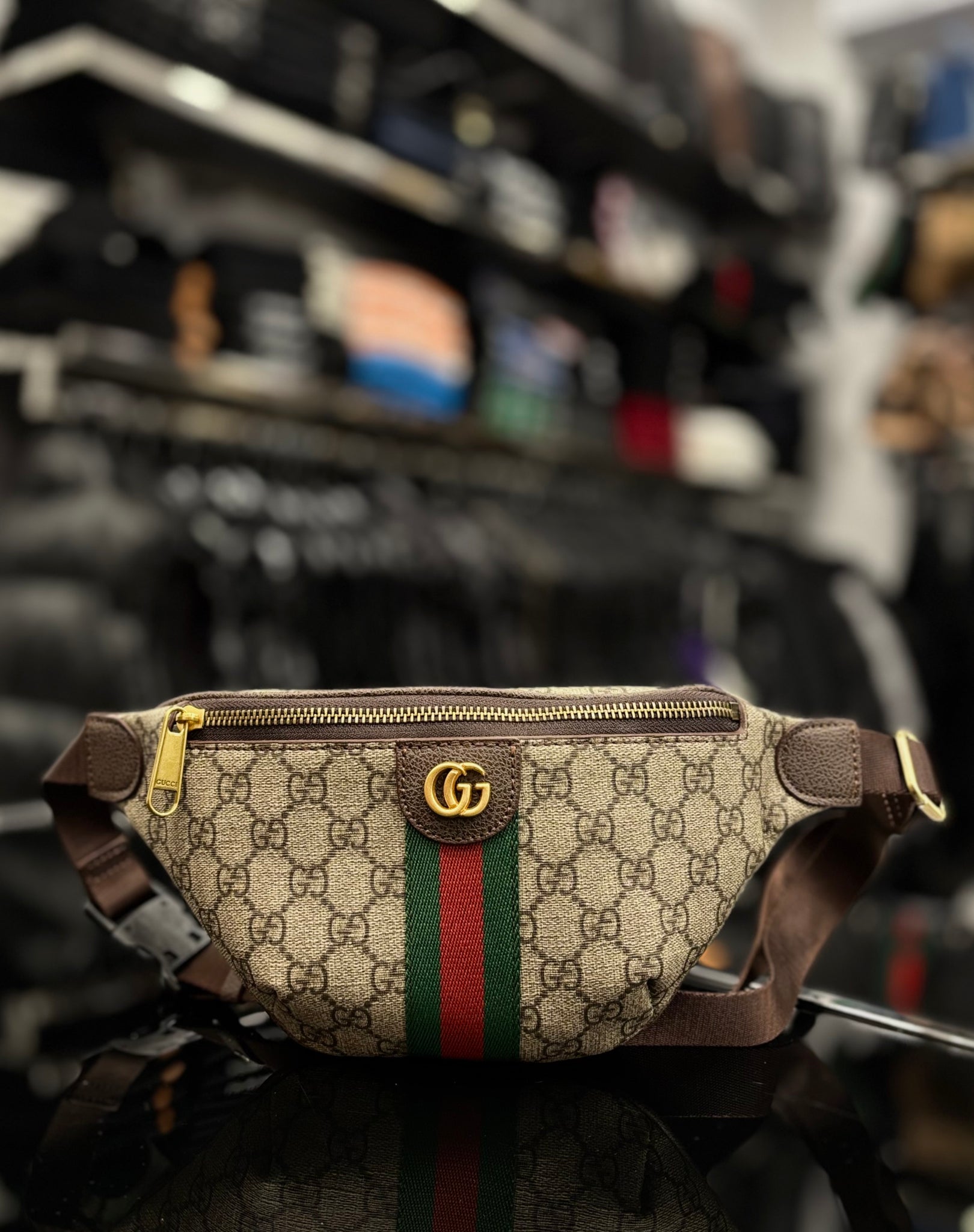 Gucci GG Supreme waist brown bag