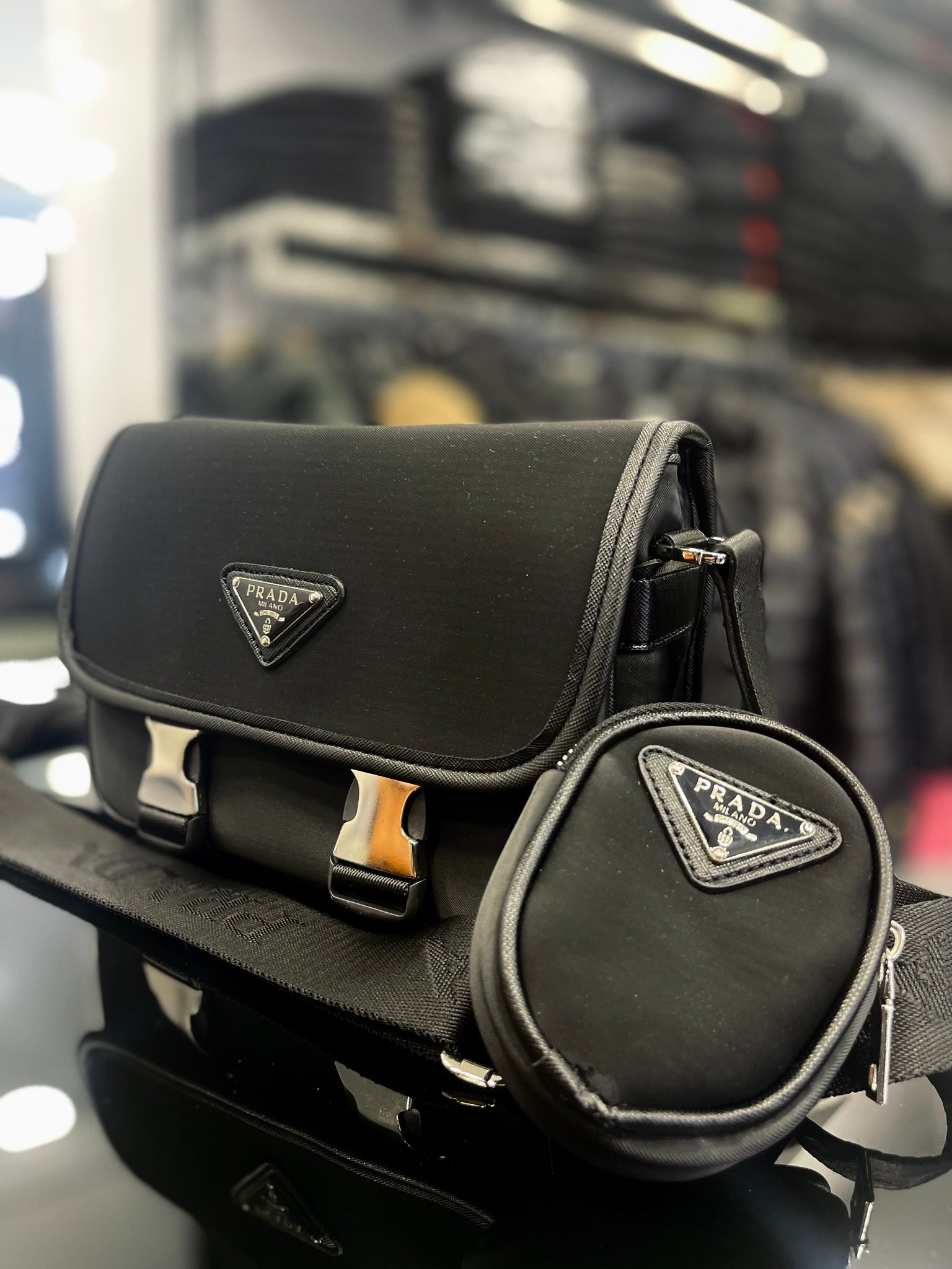 Prada Black bag ώμου/Χιαστί