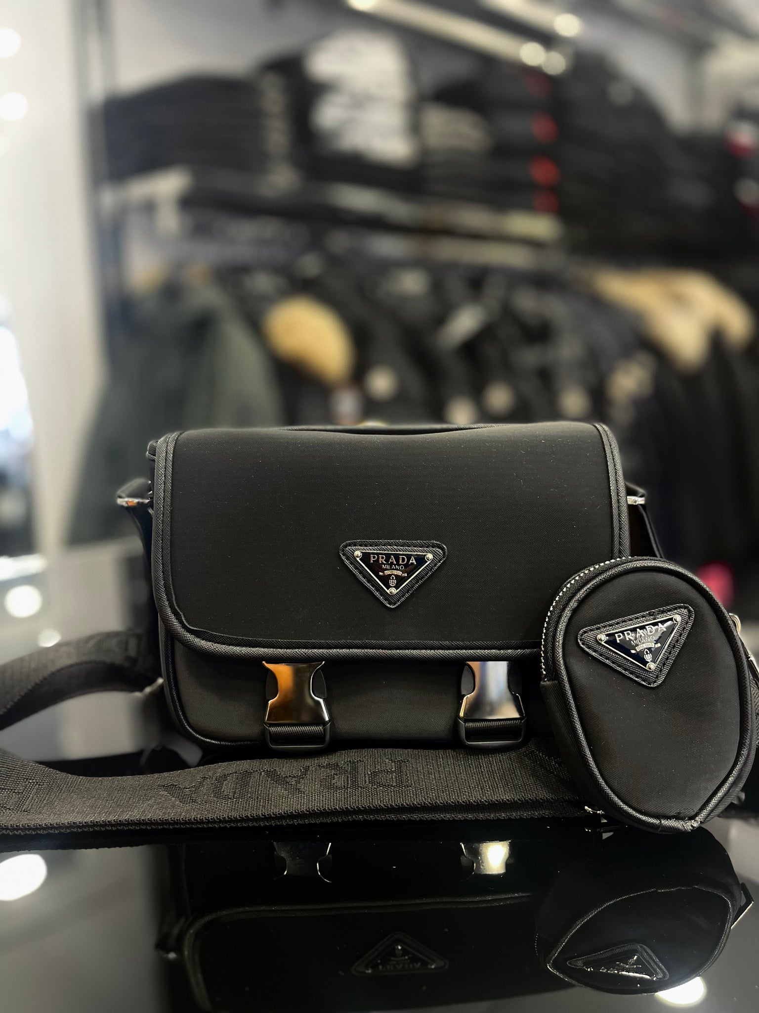 Prada Black bag ώμου/Χιαστί
